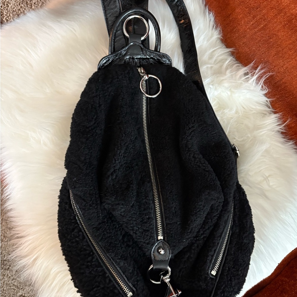 Rebecca Minkoff shearling Julian Backpack with Silver Hardware